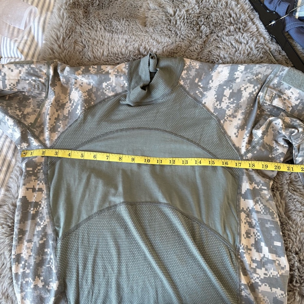 Massif Army Combat Shirt Mens Large OD Green ACU Camo ACS FR Made USA 1/4 Zip L - Picture 5 of 6